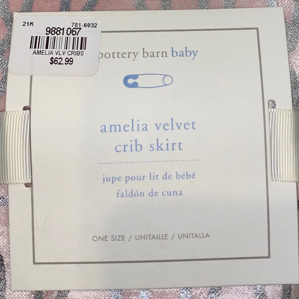 Amelia Velvet Crib Skirt (Blush) - PBK